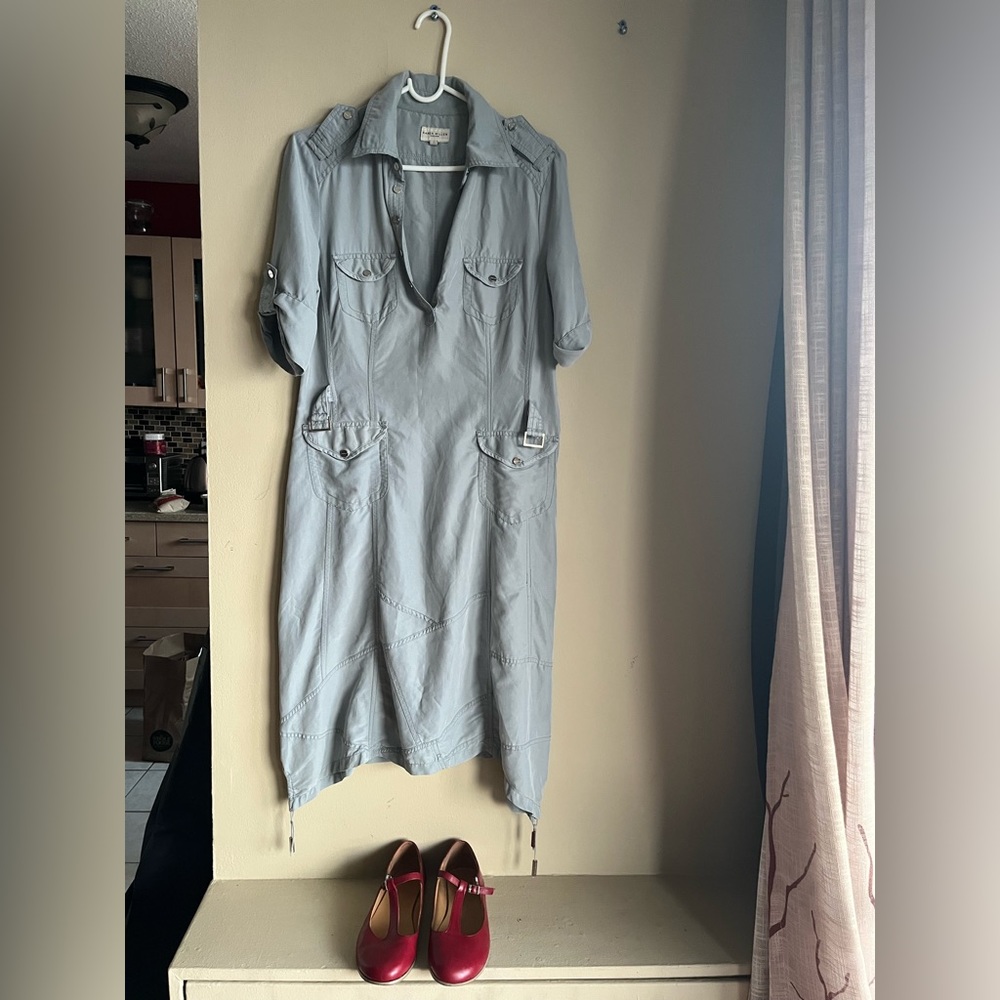 Karen Millen Blue Gray Parachute Dress